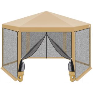 ŠEŠIAKAMPIS SODO PAVĖSINĖ 2x2x2x2.5M SU TINKLELIU NUO UODŲ SMĖLIO SPALVOS 1050164