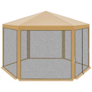 ŠEŠIAKAMPIS SODO PAVĖSINĖ 2x2x2x2.5M SU TINKLELIU NUO UODŲ SMĖLIO SPALVOS 1050164 - Image 4