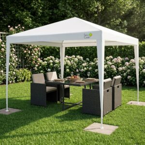SODO PAVILIONAS PALAPINĖ PE 3x3x2.45M BALTAS SASKA GARDEN 1067827 - Image 4