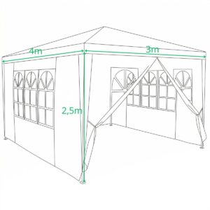 PAVĖSINĖ SODO PALAPINĖ 3X4X2.5M BALTA SASKA GARDEN 1067841 - Image 3