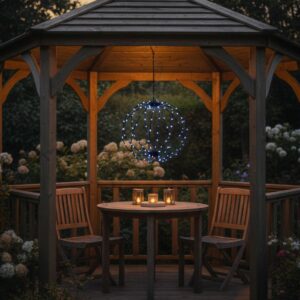 SAULĖS ENERGIJA ĮKRAUNAMAS PAKABINAMAS ŠVIEČIANTIS RUTULYS 30CM 120 LED ŠALTAS BALTAS 1074597 - Image 6
