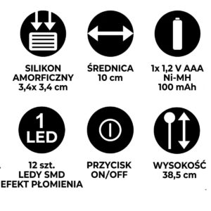 SAULĖS ENERGIJOS LEMPA KRISTALAS 10X38CM 1074665 - Image 6