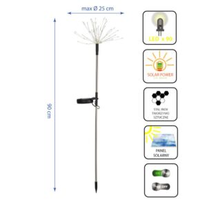 SAULĖS ENERGIJA VEIKIANTI LEMPA KIAULPIENĖ MEDELIS FEJERVERKAI 80CM 90 LED 1032139 - Image 4