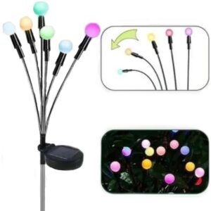 SAULĖS ENERGIJA VEIKIANTIS ŠVIEČIANTIS SODO PAPUOŠIMAS VĖJYJE SIŪBUOJANTYS SPALVOTI RUTULIUKAI 6 LED 72CM 1053271 - Image 4