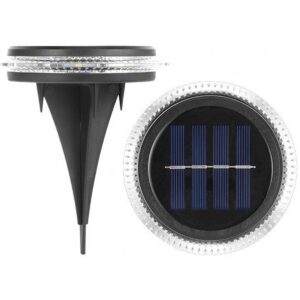 SAULĖS ENERGIJA ĮKRAUNAMI DISKINIAI ŠVIESTUVAI, SKIRTI SMEIGTI Į GRUNTĄ ARBA TVIRTINTI PRIE SIENOS, RINKINYS 2 VNT. 1057217