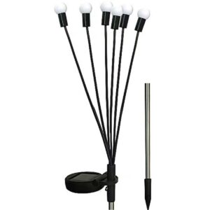 SAULĖS ENERGIJA VEIKIANTIS ŠVIEČIANTIS SODO PAPUOŠIMAS VĖJYJE SIŪBUOJANTYS BALTI RUTULIUKAI 6 LED 72CM 1053264