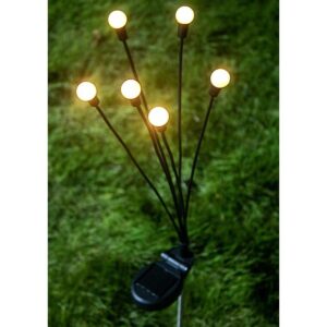 SAULĖS ENERGIJA VEIKIANTIS ŠVIEČIANTIS SODO PAPUOŠIMAS VĖJYJE SIŪBUOJANTYS BALTI RUTULIUKAI 6 LED 72CM 1053264 - Image 4