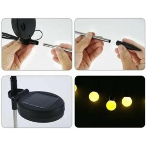 SAULĖS ENERGIJA VEIKIANTIS ŠVIEČIANTIS SODO PAPUOŠIMAS VĖJYJE SIŪBUOJANTYS BALTI RUTULIUKAI 6 LED 72CM 1053264 - Image 7