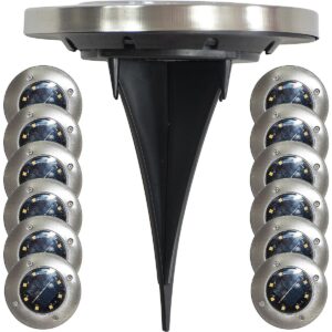 SAULĖS ENERGIJA ĮKRAUNAMAS 8 LED SMD ŠVIESTUVAS, SKIRTAS SMEIGTI Į ŽEMĘ, RINKINYS 12 VNT. 1060828