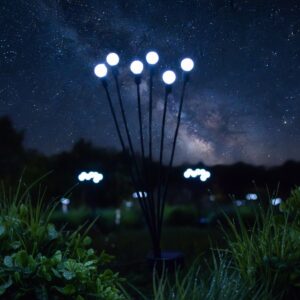 SAULĖS ENERGIJA VEIKIANTIS ŠVIEČIANTIS SODO PAPUOŠIMAS VĖJYJE SIŪBUOJANTYS BALTI RUTULIUKAI 6 LED 72CM ŠALTA BALTA 1060880 - Image 4