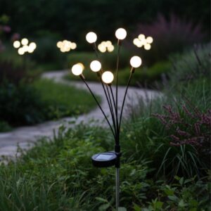 SAULĖS ENERGIJA VEIKIANTIS ŠVIEČIANTIS SODO PAPUOŠIMAS VĖJYJE SIŪBUOJANTYS BALTI RUTULIUKAI 6 LED 72CM ŠALTA BALTA 1060880 - Image 6