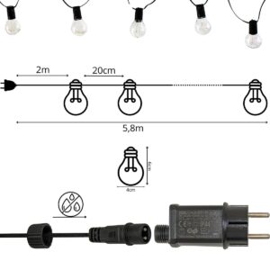 PARTY LIGHT LAUKO GIRLIANDA 20 LEMPUČIŲ 100LED 5,8M 230V 1067483 - Image 7