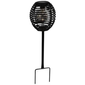 SAULĖS ENERGIJA ĮKRAUNAMAS RATTAN RUTULIO FORMOS ŠVIESTUVAS JUODAS 15x52CM 431842