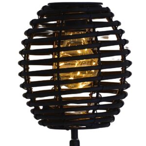 SAULĖS ENERGIJA ĮKRAUNAMAS RATTAN RUTULIO FORMOS ŠVIESTUVAS JUODAS 15x52CM 431842 - Image 6