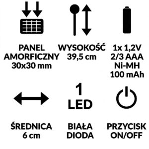 SAULĖS ENERGIJOS LEMPA 6X39,5CM INOX 1074641 - Image 4