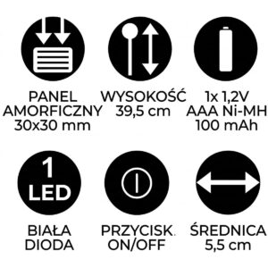 SAULĖS ENERGIJOS LEMPA 5,5X39,5CM PRYZMAT INOX 1074658 - Image 4