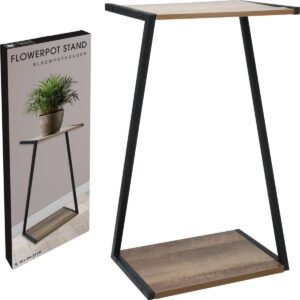 GĖLIŲ STOVAS STALIUKAS GĖLĖMS 2 LYGIAI 29x20x50CM MDF METALAS 596909 - Image 1