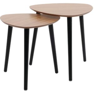 KAVOS IR ŠONINIŲ STALIUKŲ RINKINYS SVETAINEI 2 VNT. MDF JUODOS KOJOS 7028004 - Image 2