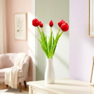 5 PEONIJŲ TULIPANŲ PUOKŠTĖ RAUDONA 39CM KAIP GYVI PAVASARIO DEKORACIJA 1075167 - Image 7