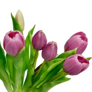 7 ŠVIESIAI VIOLETINIŲ TULPIŲ PUOKŠTĖ 31CM KAIP GYVOS PAVASARINĖ DEKORACIJA 1074962 - Image 3