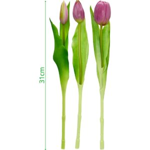 7 ŠVIESIAI VIOLETINIŲ TULPIŲ PUOKŠTĖ 31CM KAIP GYVOS PAVASARINĖ DEKORACIJA 1074962 - Image 5