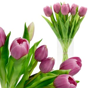 7 ŠVIESIAI VIOLETINIŲ TULPIŲ PUOKŠTĖ 31CM KAIP GYVOS PAVASARINĖ DEKORACIJA 1074962 - Image 8