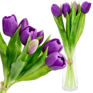 7 VIOLETINIŲ TULPIŲ PUOKŠTĖ 31CM KAIP GYVOS PAVASARIO DEKORACIJA 1074979