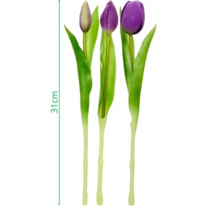 7 VIOLETINIŲ TULPIŲ PUOKŠTĖ 31CM KAIP GYVOS PAVASARIO DEKORACIJA 1074979 - Image 5