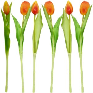 7 ORANŽINIŲ TULIPANŲ PUOKŠTĖ 31CM KAIP GYVI PAVASARIO DEKORACIJA 1074986 - Image 4