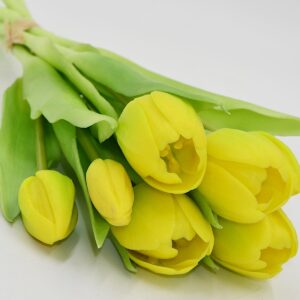 7 GELTONŲ TULIPANŲ PUOKŠTĖ 31CM KAIP GYVI PAVASARIO DEKORACIJA 1075013 - Image 2