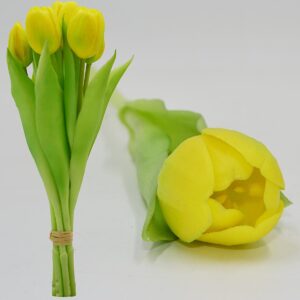 7 GELTONŲ TULIPANŲ PUOKŠTĖ 31CM KAIP GYVI PAVASARIO DEKORACIJA 1075013 - Image 4