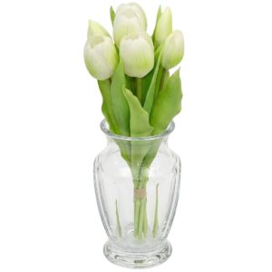 7 BALTŲ TULIPANŲ PUOKŠTĖ 31CM KAIP GYVI PAVASARIO DEKORACIJA 1075020