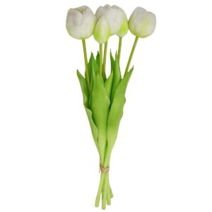 5 PEONIJŲ TULIPANŲ PUOKŠTĖ BALTA 39CM KAIP GYVI PAVASARIO DEKORACIJA 1075112 - Image 2