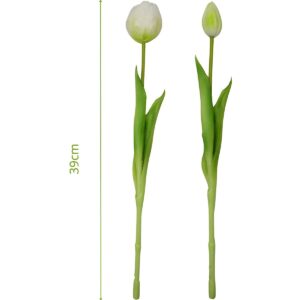 5 PEONIJŲ TULIPANŲ PUOKŠTĖ BALTA 39CM KAIP GYVI PAVASARIO DEKORACIJA 1075112 - Image 6