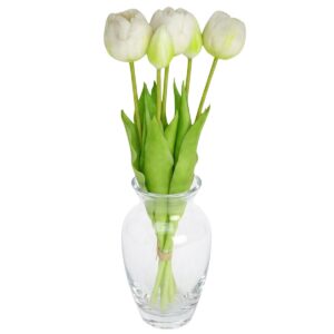 5 PEONIJŲ TULIPANŲ PUOKŠTĖ BALTA 39CM KAIP GYVI PAVASARIO DEKORACIJA 1075112 - Image 8