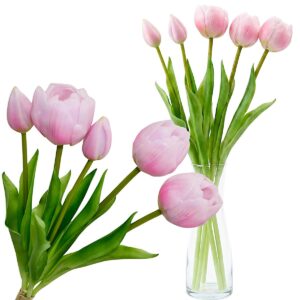 5 PEONIŲ TULIPANŲ PUOKŠTĖ ROŽINĖ 39CM KAIP GYVI PAVASARIO DEKORACIJA 1075129