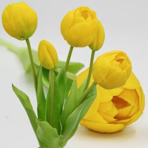 5 PEONIJŲ TULIPANŲ PUOKŠTĖ GELTONA 39CM KAIP GYVI PAVASARIO DEKORACIJA 1075136 - Image 5