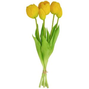 5 PEONIJŲ TULIPANŲ PUOKŠTĖ GELTONA 39CM KAIP GYVI PAVASARIO DEKORACIJA 1075136 - Image 9
