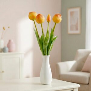 5 PEONIOWYCH TULIPANŲ PUOKŠTĖ ORANŽINĖ 39CM KAIP GYVI PAVASARIO DEKORACIJA 1075143 - Image 7
