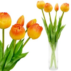 5 PEONIOWYCH TULIPANŲ PUOKŠTĖ ORANŽINĖ 39CM KAIP GYVI PAVASARIO DEKORACIJA 1075143 - Image 8