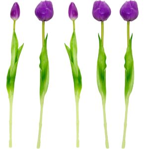 5 PEONIJŲ TULIPANŲ PUOKŠTĖ VIOLETINĖ 39CM KAIP GYVI PAVASARIO DEKORACIJA 1075150 - Image 4