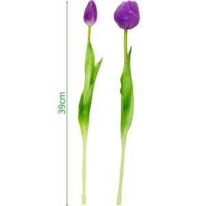 5 PEONIJŲ TULIPANŲ PUOKŠTĖ VIOLETINĖ 39CM KAIP GYVI PAVASARIO DEKORACIJA 1075150 - Image 5