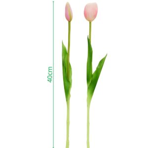 5 ŠVIESIAI ROŽINIŲ TULPIŲ PUOKŠTĖ 39CM KAIP GYVOS PAVASARINĖ DEKORACIJA 1075181 - Image 5