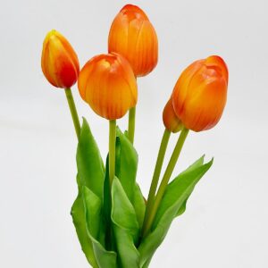 5 ORANŽINIŲ TULPIŲ PUOKŠTĖ 39CM KAIP GYVOS PAVASARINĖ DEKORACIJA 1075204 - Image 3