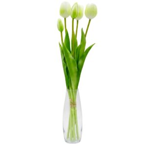 5 BALTŲ TULIPANŲ PUOKŠTĖ 39CM KAIP GYVI PAVASARIO DEKORACIJA 1075211 - Image 2