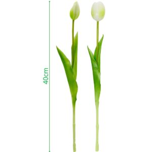 5 BALTŲ TULIPANŲ PUOKŠTĖ 39CM KAIP GYVI PAVASARIO DEKORACIJA 1075211 - Image 5