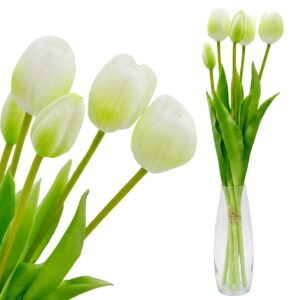5 BALTŲ TULIPANŲ PUOKŠTĖ 39CM KAIP GYVI PAVASARIO DEKORACIJA 1075211 - Image 8