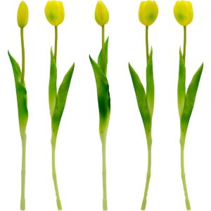 5 GELTONŲ TULIPANŲ PUOKŠTĖ 39CM KAIP GYVI PAVASARIO DEKORACIJA 1075228 - Image 4