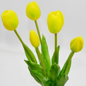 5 GELTONŲ TULIPANŲ PUOKŠTĖ 39CM KAIP GYVI PAVASARIO DEKORACIJA 1075228 - Image 10