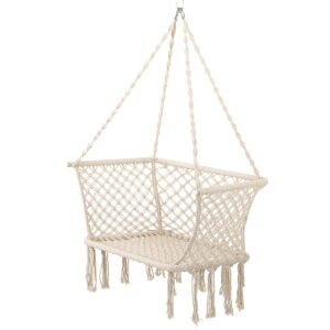 AŽŪRINIS HAMAKAS KABANTIS KRĖSLAS GANDRALIZDIS 78x64CM ECRU 1018065 - Image 4